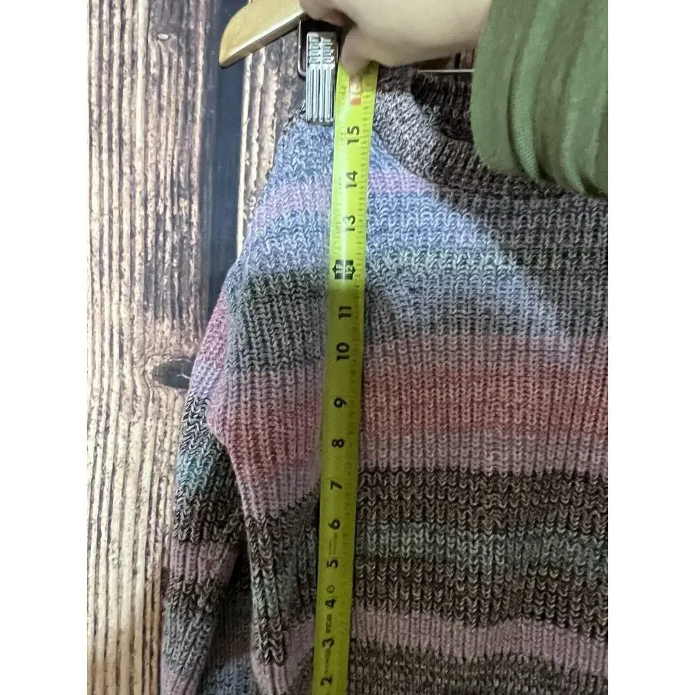 Gap Kids Girl Sweater Sz 6 7 Knit Neutral Long Sleeves Stripped Cotton Crew